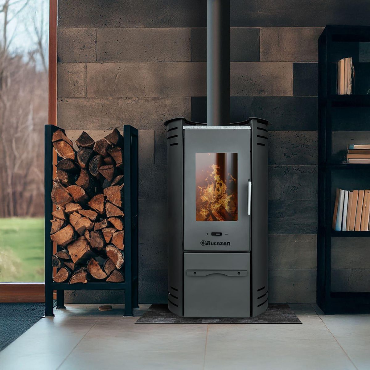 ALCAZAR - Estufa Leña Puelche Gris