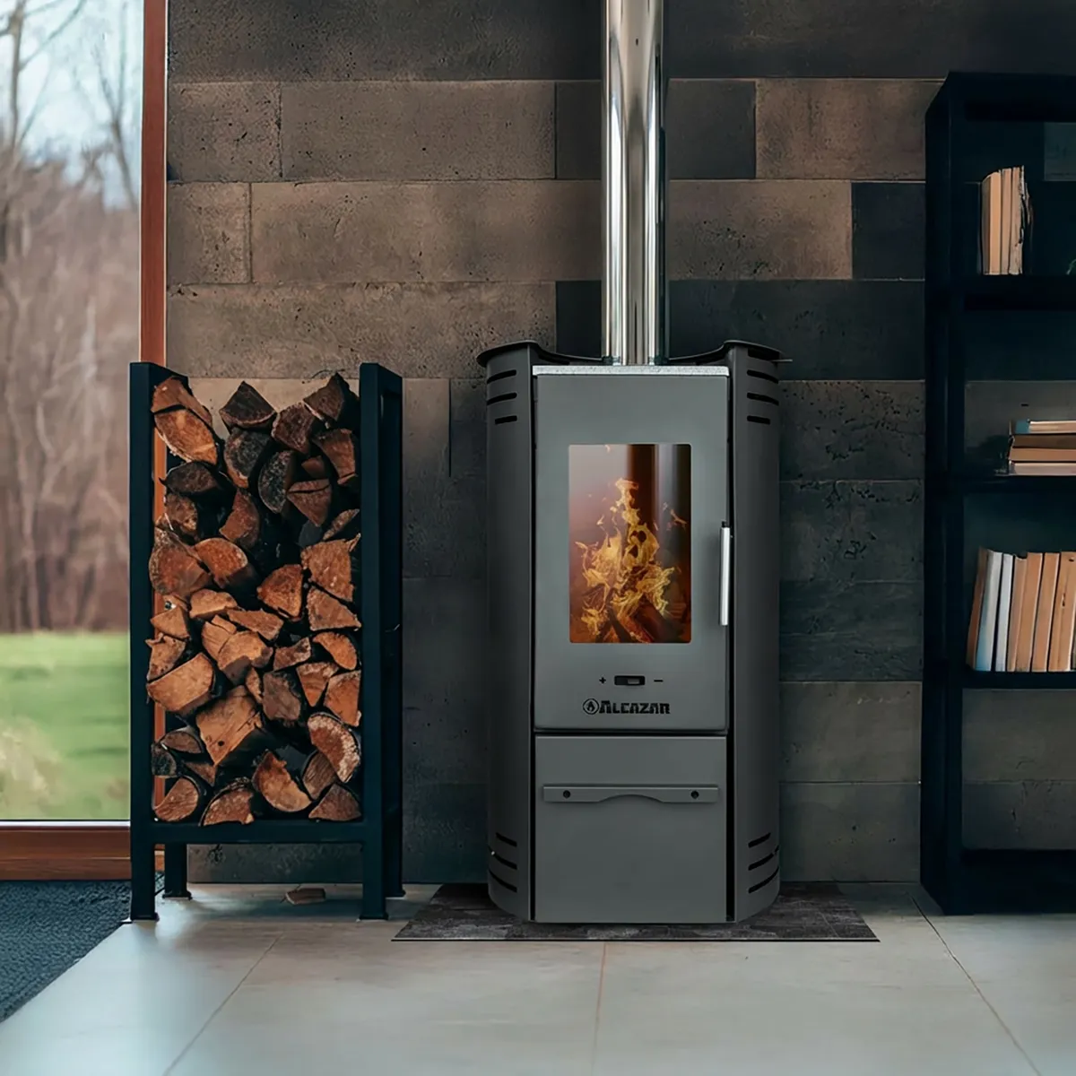 ALCAZAR - Estufa Leña Puelche Gris