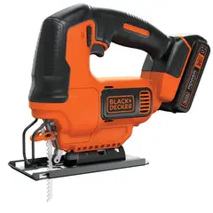 BLACK+DECKER - Sierra caladora 20V + 1 hoja de sierra + 1 batería 1.5Ah + 1 cargador