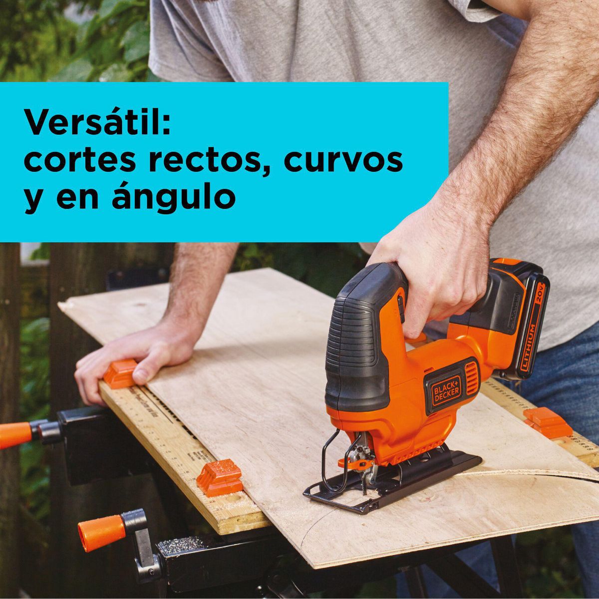 BLACK+DECKER - Sierra caladora 20V + 1 hoja de sierra + 1 batería 1.5Ah + 1 cargador