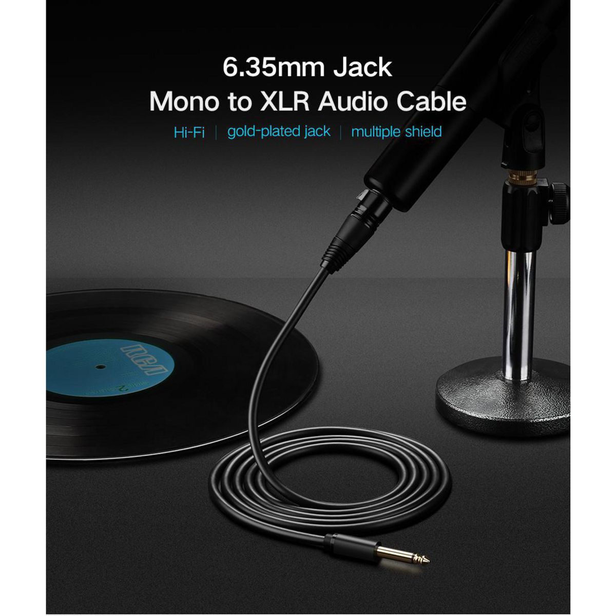 UGREEN - Cable de Audio para Microfono XLR H a Plug 6.3mm M 2 Metros AV131