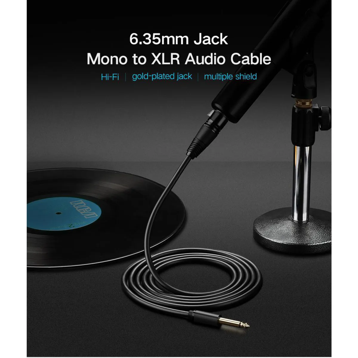 UGREEN - Cable de Audio para Microfono XLR H a Plug 6.3mm M 5 Metros AV131