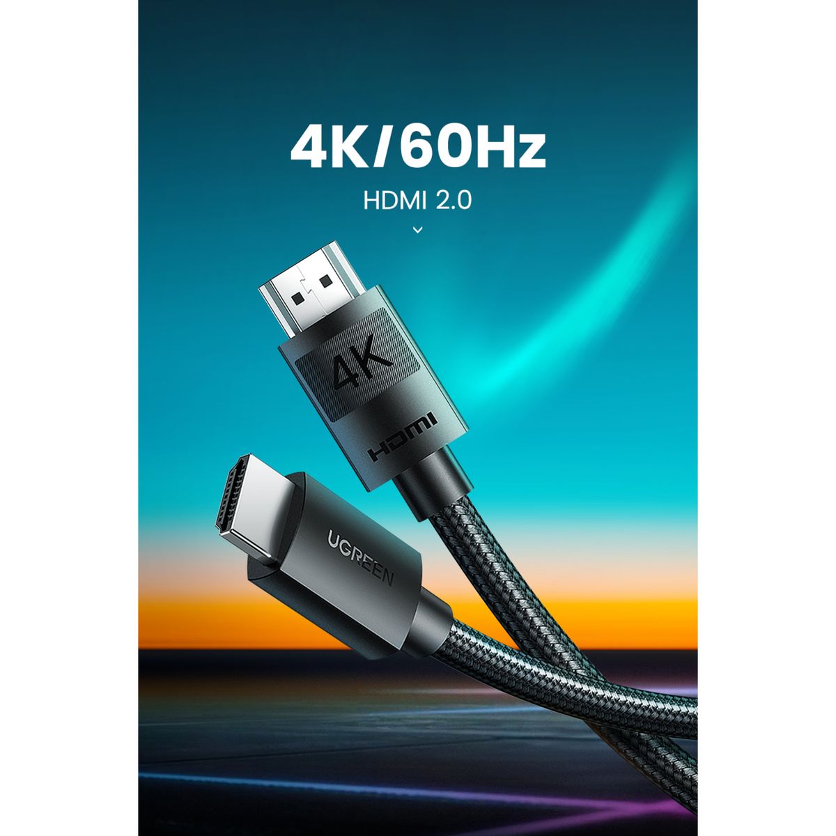 UGREEN - Cable HDMI 2.0 Blindado Negro de 2 Metros HD119