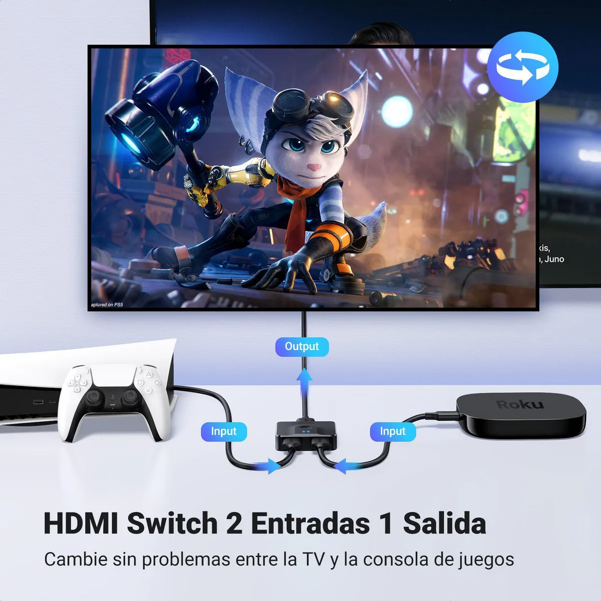 UGREEN - Switcher HDMI 2.0 2X1 4K@60Hz Bidireccional Negro CM217