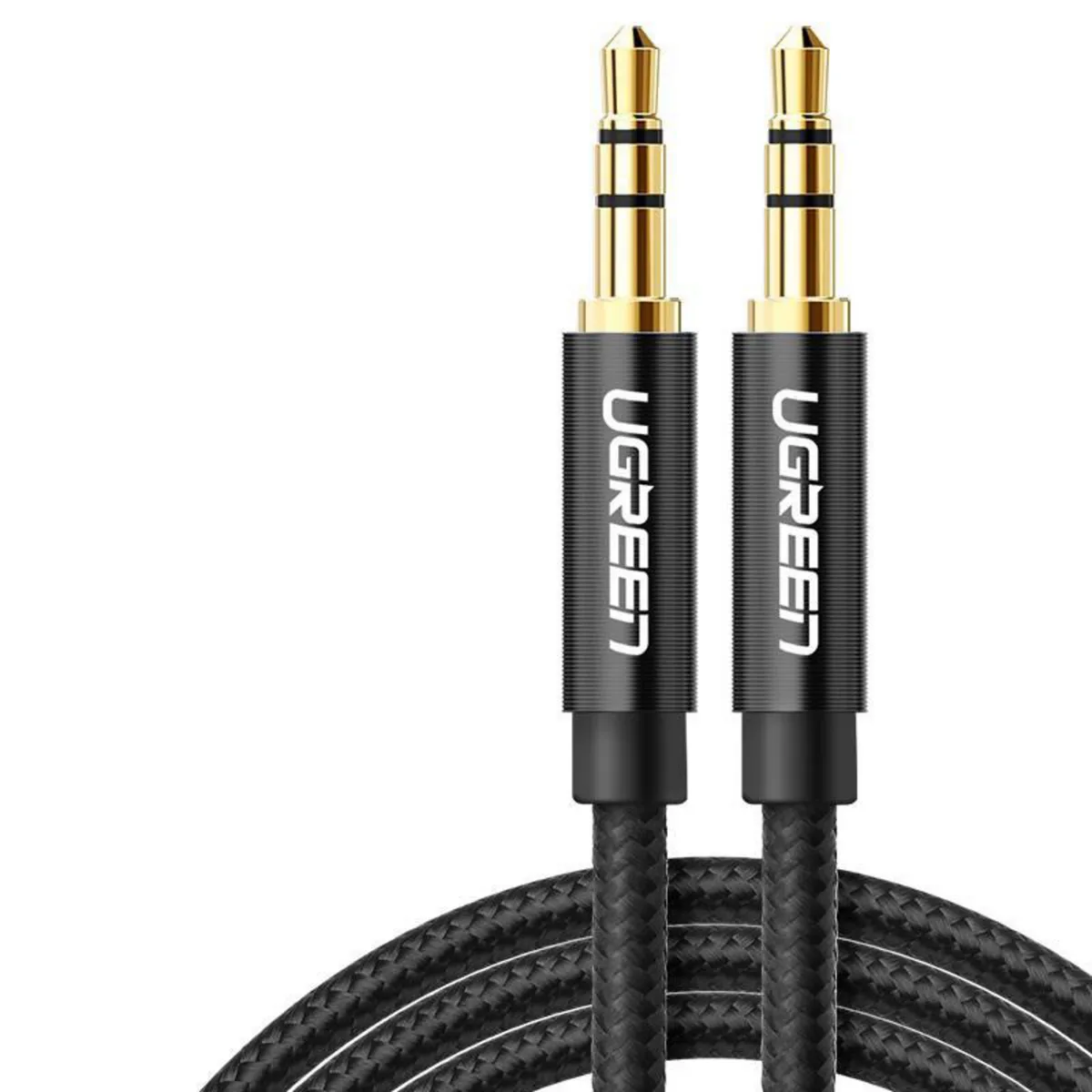 UGREEN - Cable de Audio Auxiliar Plug a Plug 3.5mm M/M 1 Metro Trenzado Negro AV112