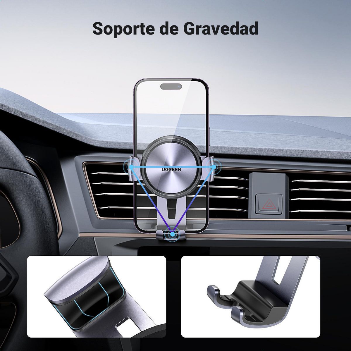 UGREEN - Soporte para Celular de Rejilla con Ajuste por Gravedad Multi-Ángulo para Auto LP130