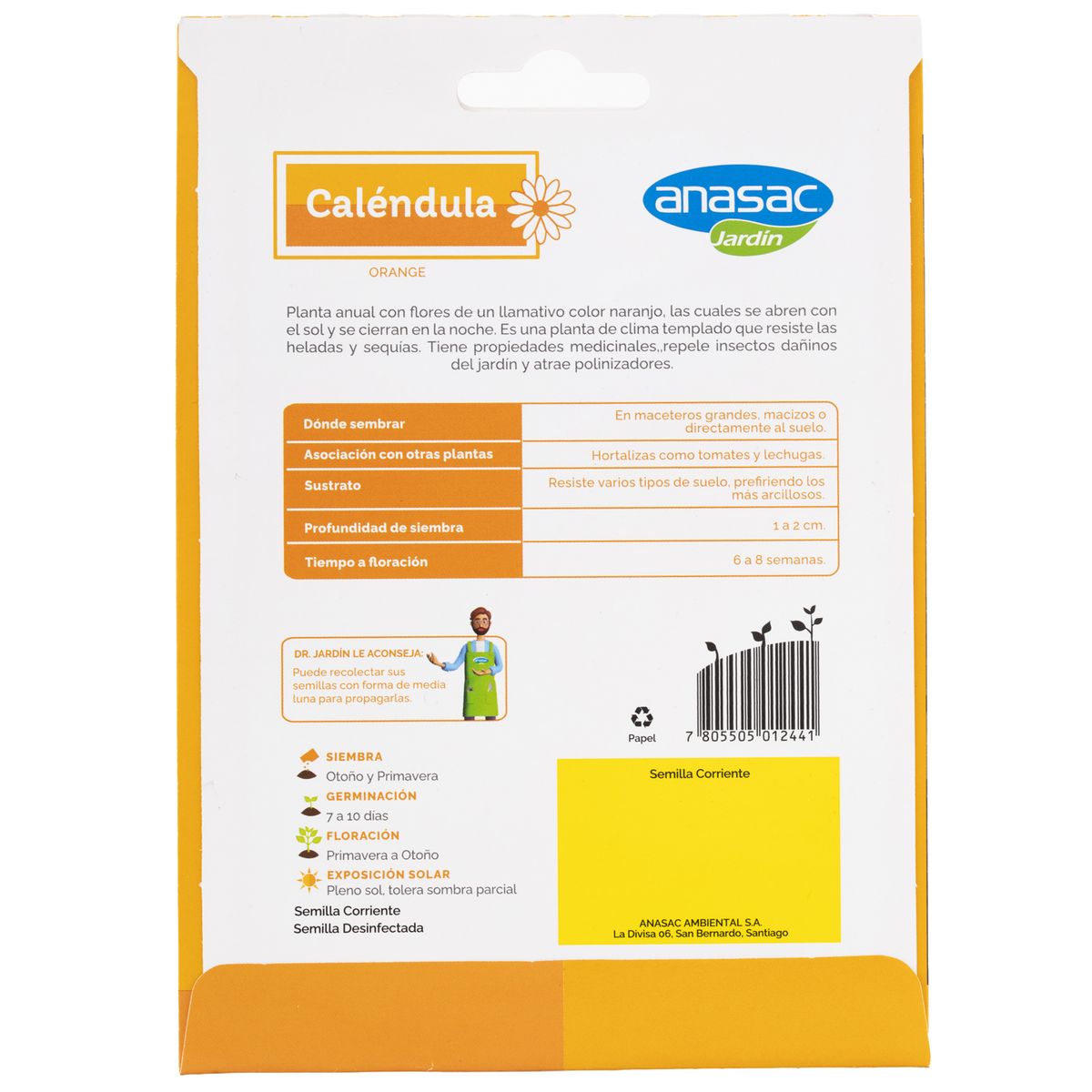 ANASAC - Semilla de flor calendula 1 gr Sachet