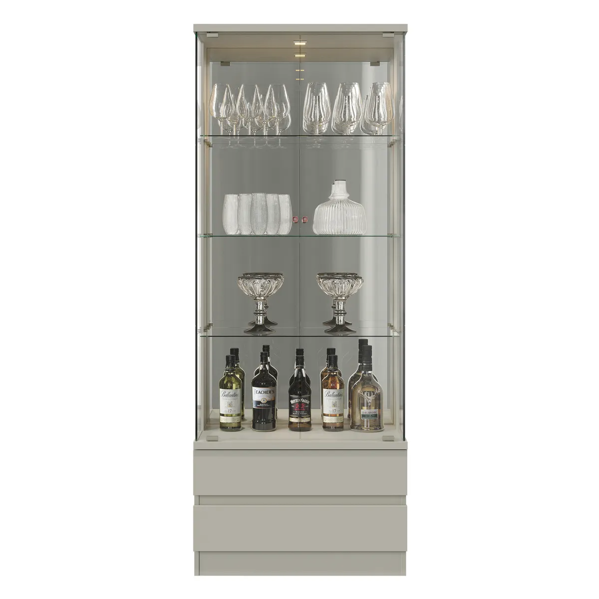 DI PORETTI - Vitrina diamante 2 puertas / vidrio 2 cajones