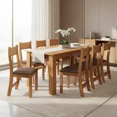 ALTAVISION - Juego de Comedor Tomas 8 Sillas Mesa Rectangular 76x75x180 cm Café