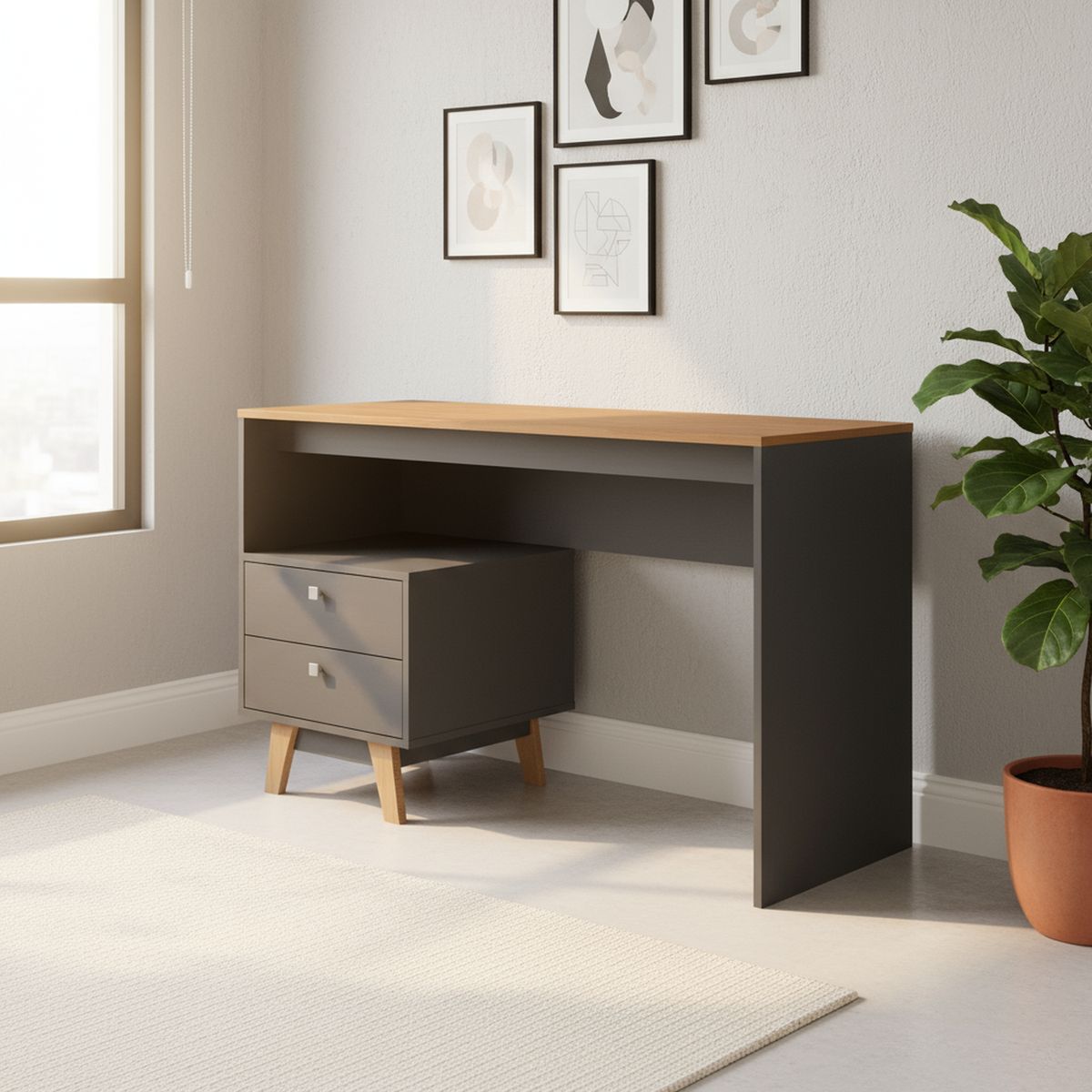 DI PORETTI - Escritorio Ellie Negro 120x75.5x46.5 cm