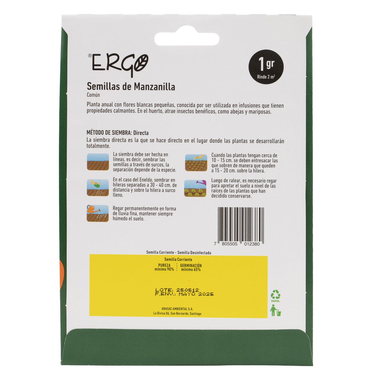 ERGO - Semilla de manzanilla para infusion 1 gr Sachet