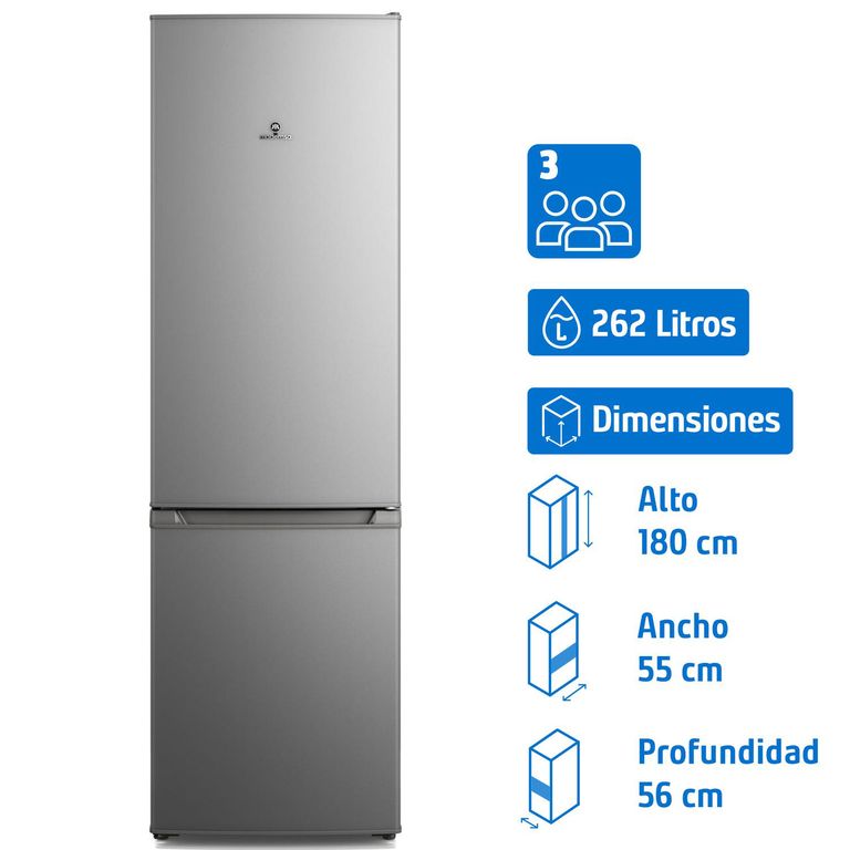 Refrigerador Bottom Freezer Frio Directo 262 Litros Inox MED270