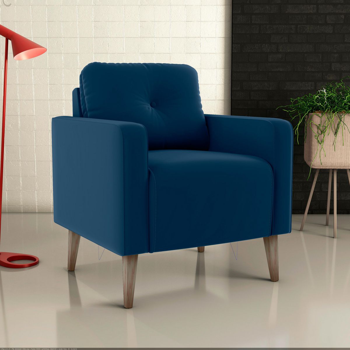 DECOCASA - Poltrona 1 cuerpo Bahamas E433 73x86x75 cm Azul