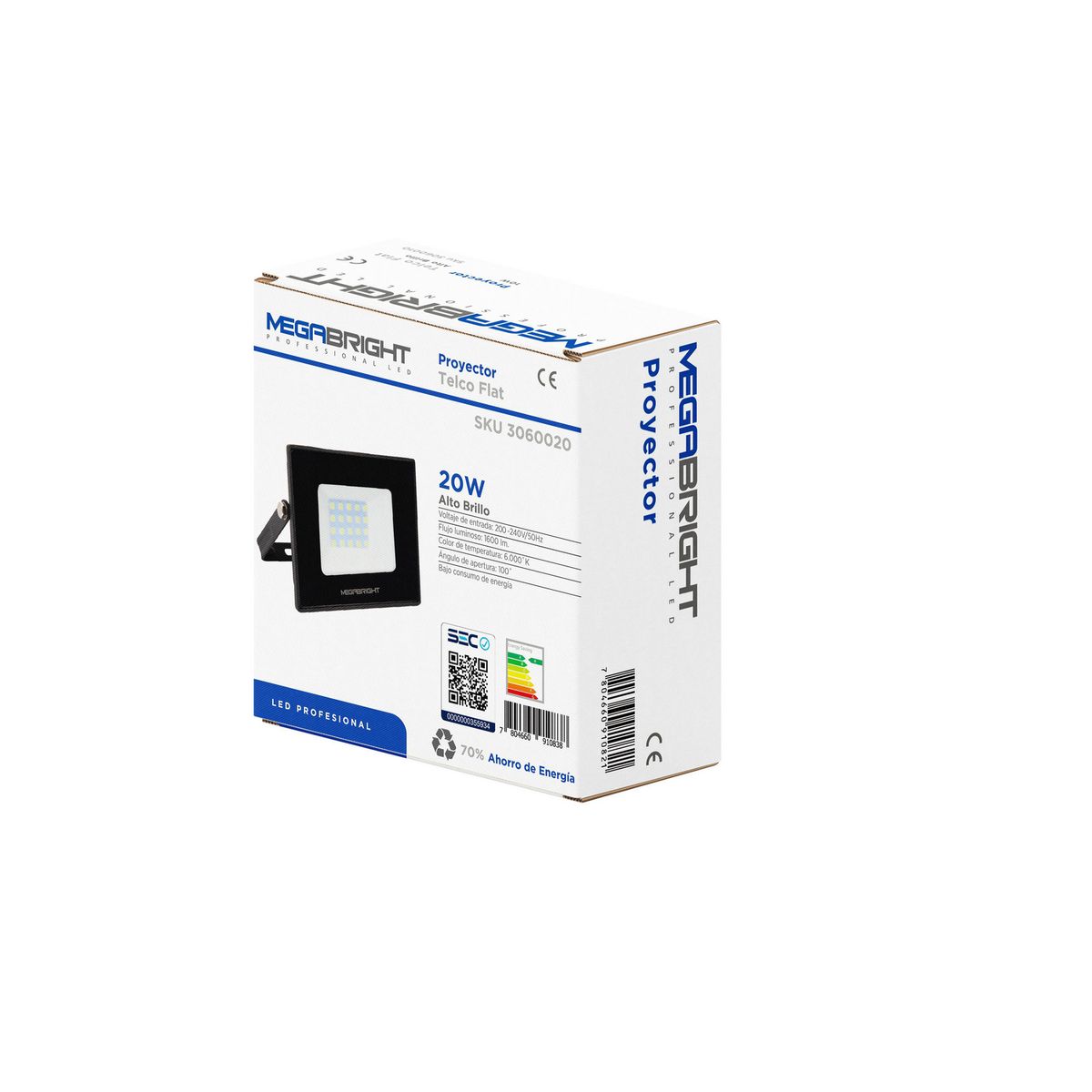 MEGABRIGHT - Proyector Led 20 W IP 65 1600 lm Luz Fría