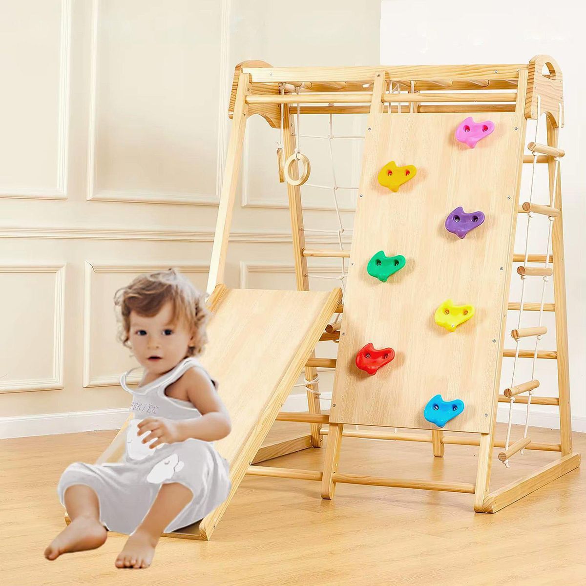 Juego de Escalada Montessori 110x147x120 cm Madera, marca KIDSCOOL - Foto 2