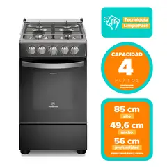 MADEMSA - Cocina a Gas 4 Platos Negra FM4LP