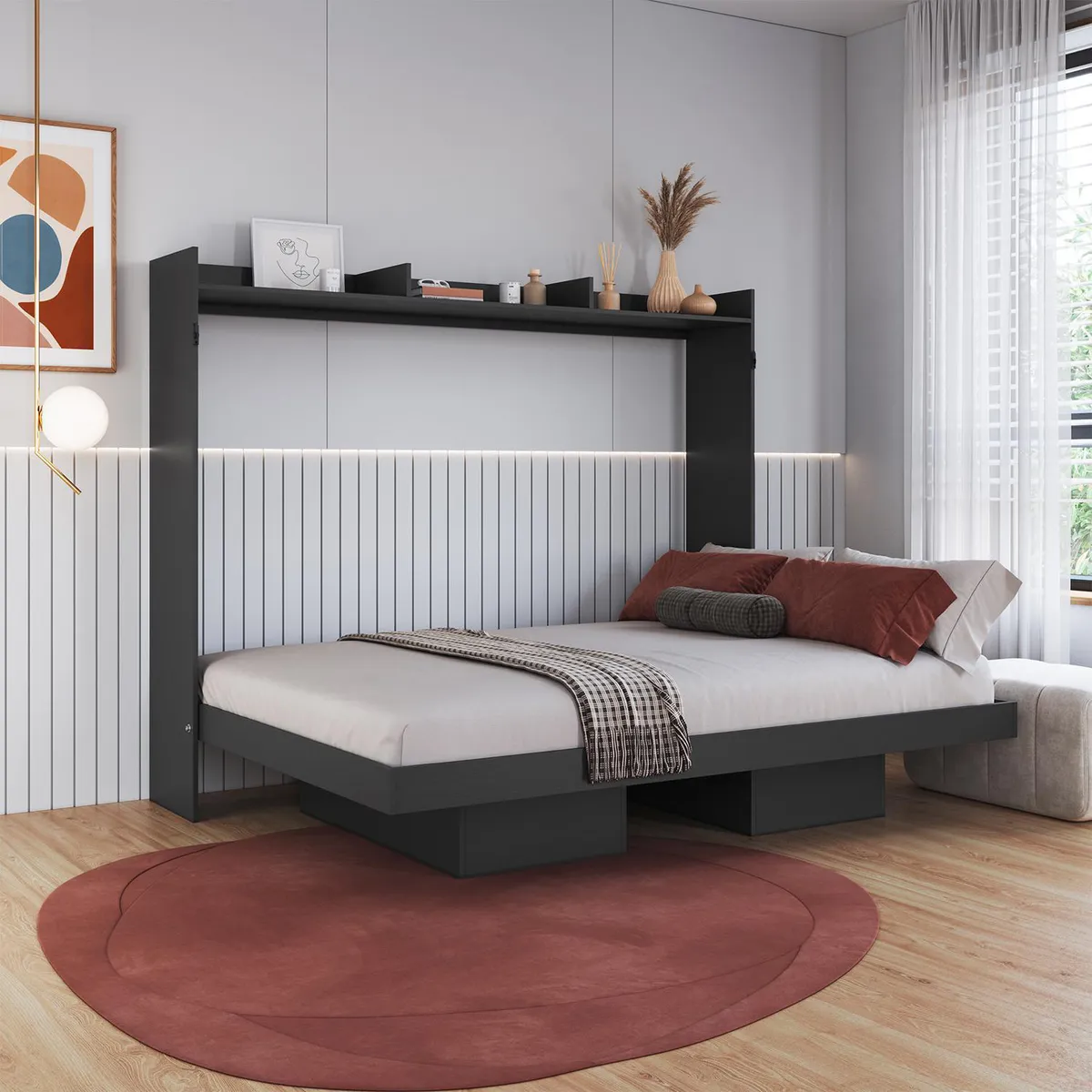 HOGA - Cama 2 plazas Cama plegable Hoga Hanover Gris