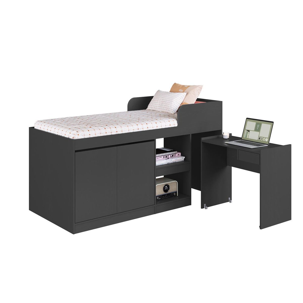 HOGA - Cama 1.5 plazas de Estructura Hoga Jamaica Gris