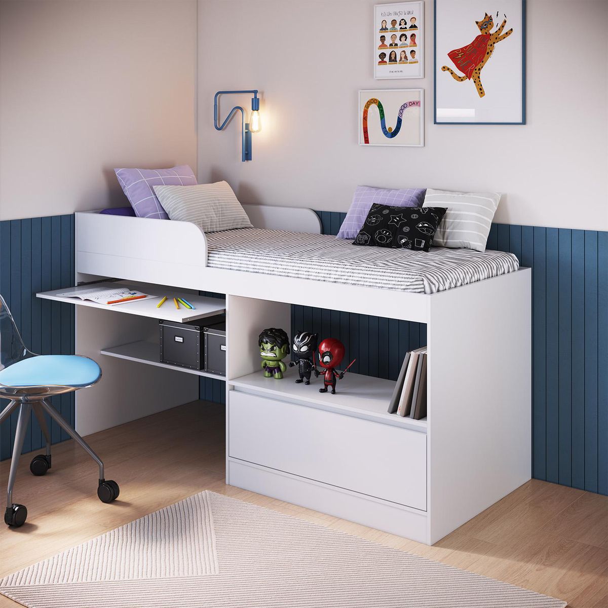 HOGA - Cama 1.5 plazas Hoga Jacarta Blanco