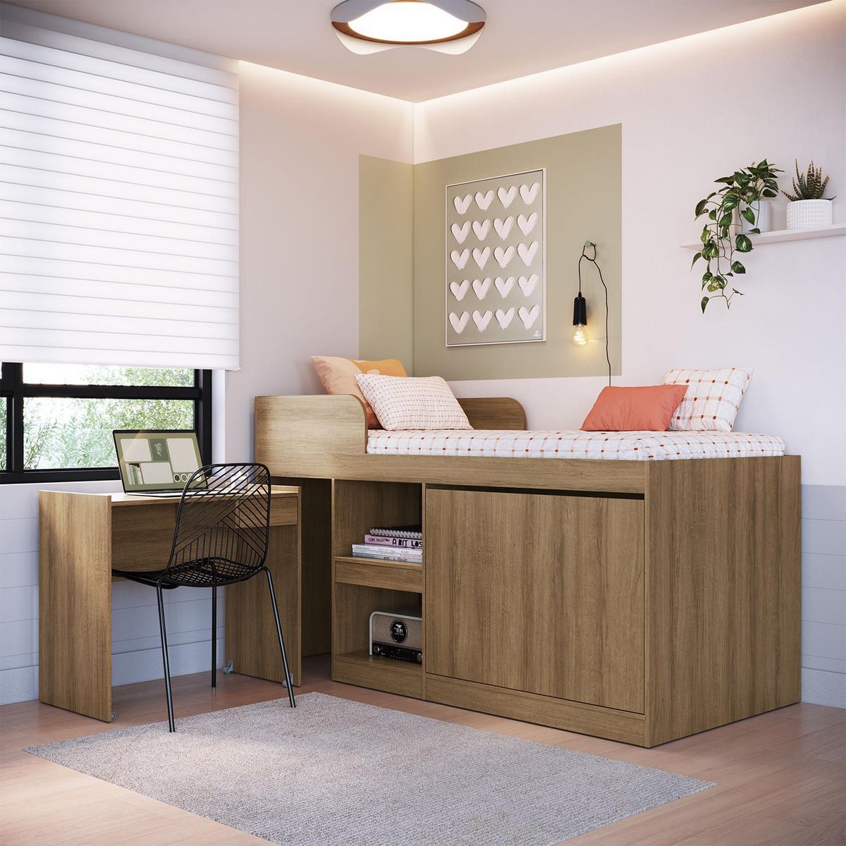 HOGA - Cama 1.5 plazas de Estructura Hoga Jamaica Miel