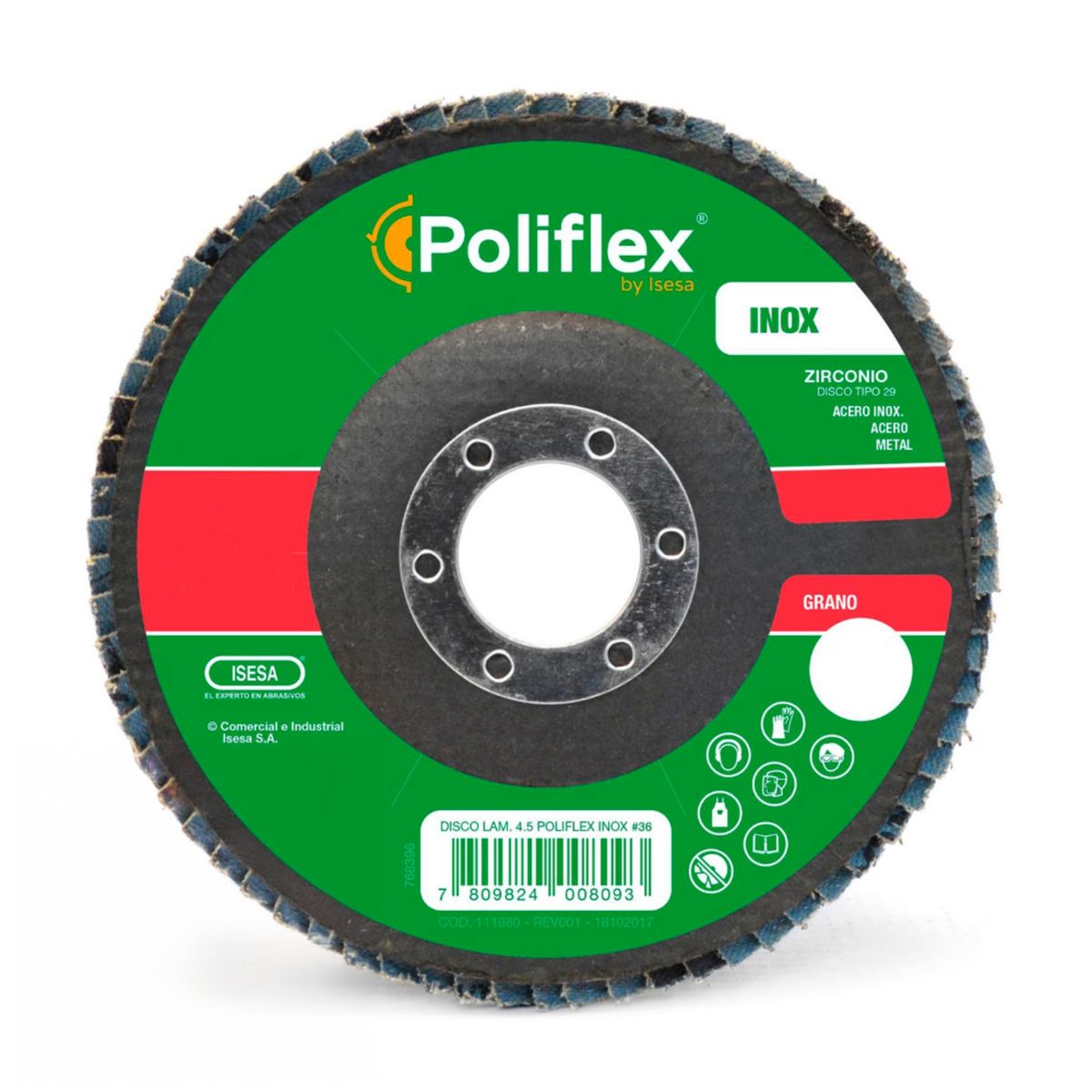 POLIFLEX - Disco laminado ZR-50 7" F29 inoxidable