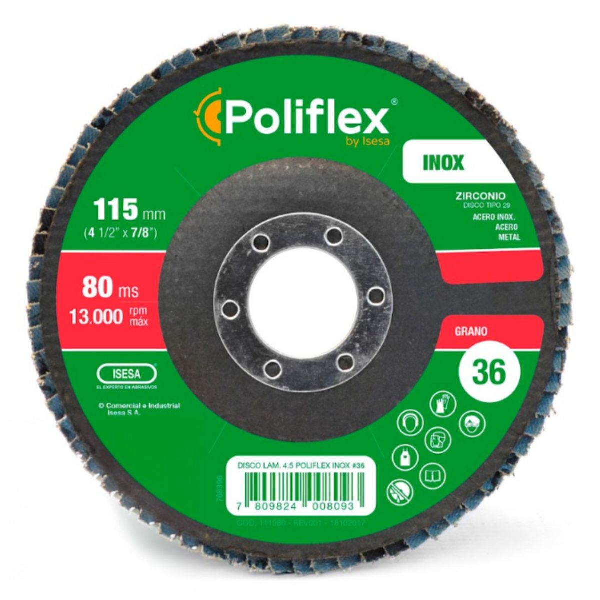 POLIFLEX - Disco laminado ZR-120 4 1/2" F29 inoxidable