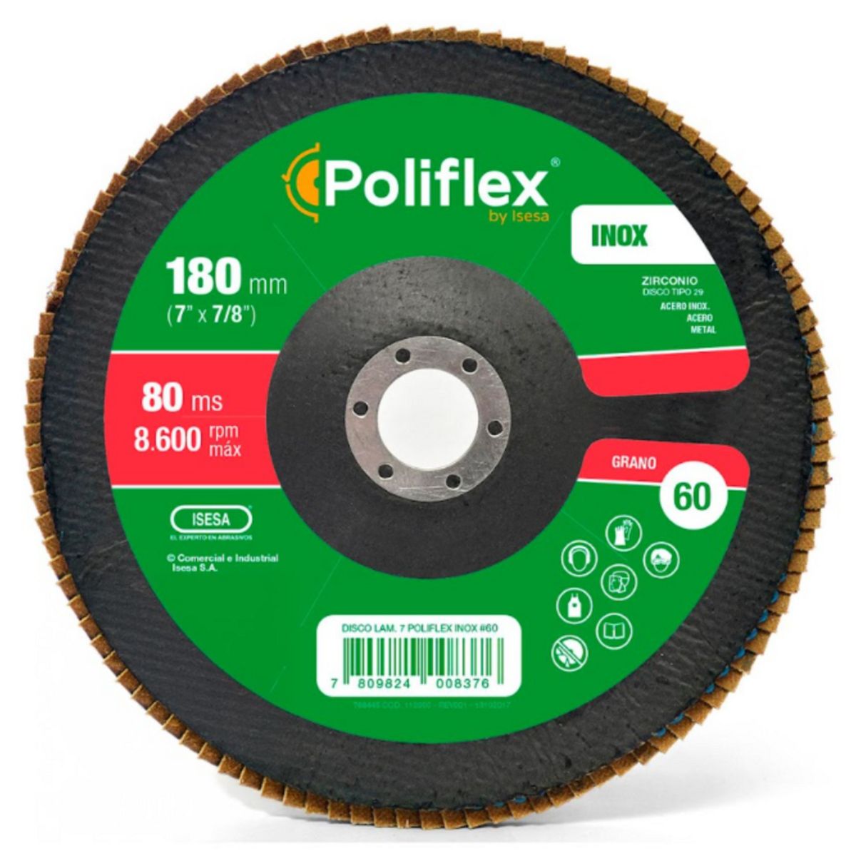 POLIFLEX - Disco laminado ZR-60 7" F29 inoxidable