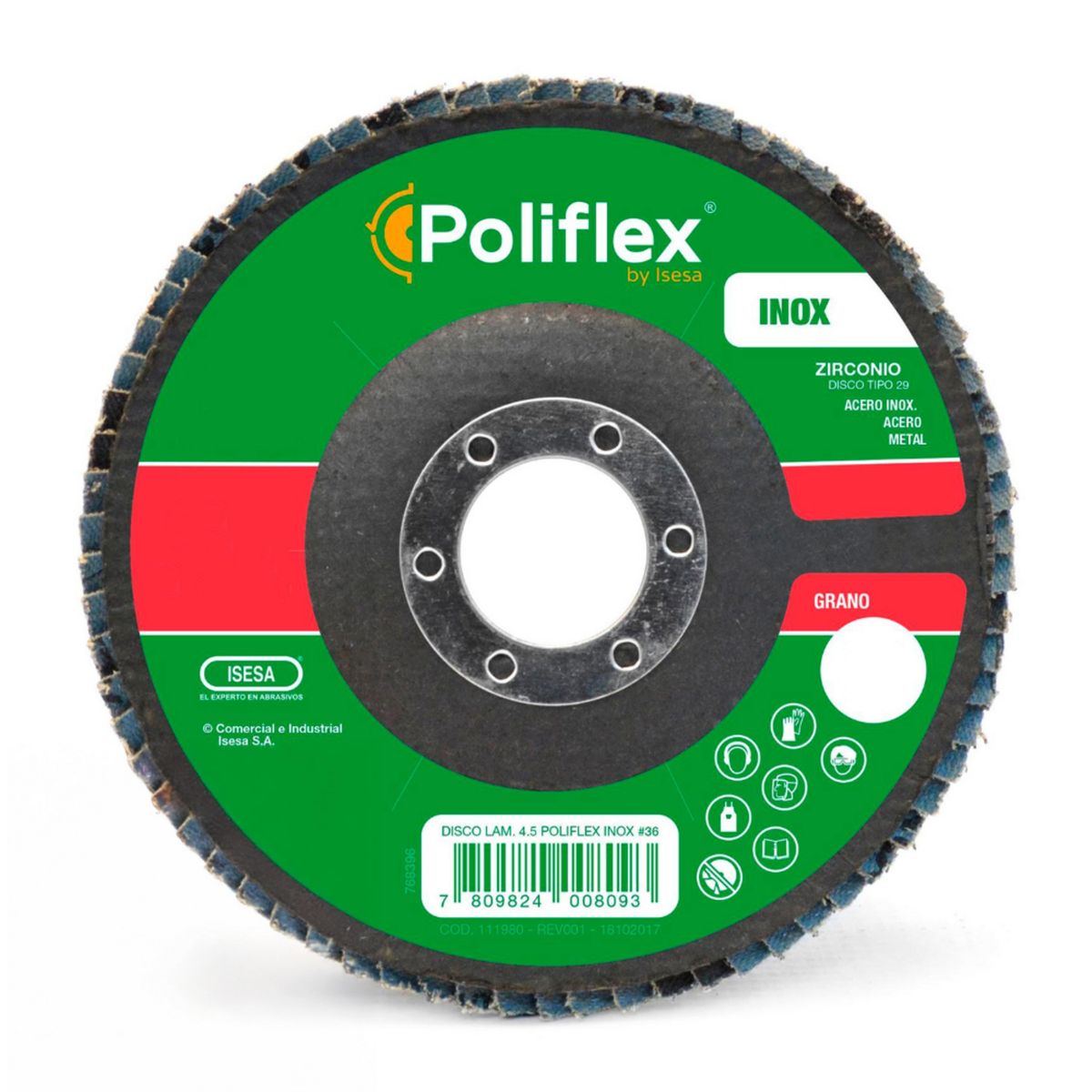 POLIFLEX - Disco laminado ZR-36 7" F29 inoxidable