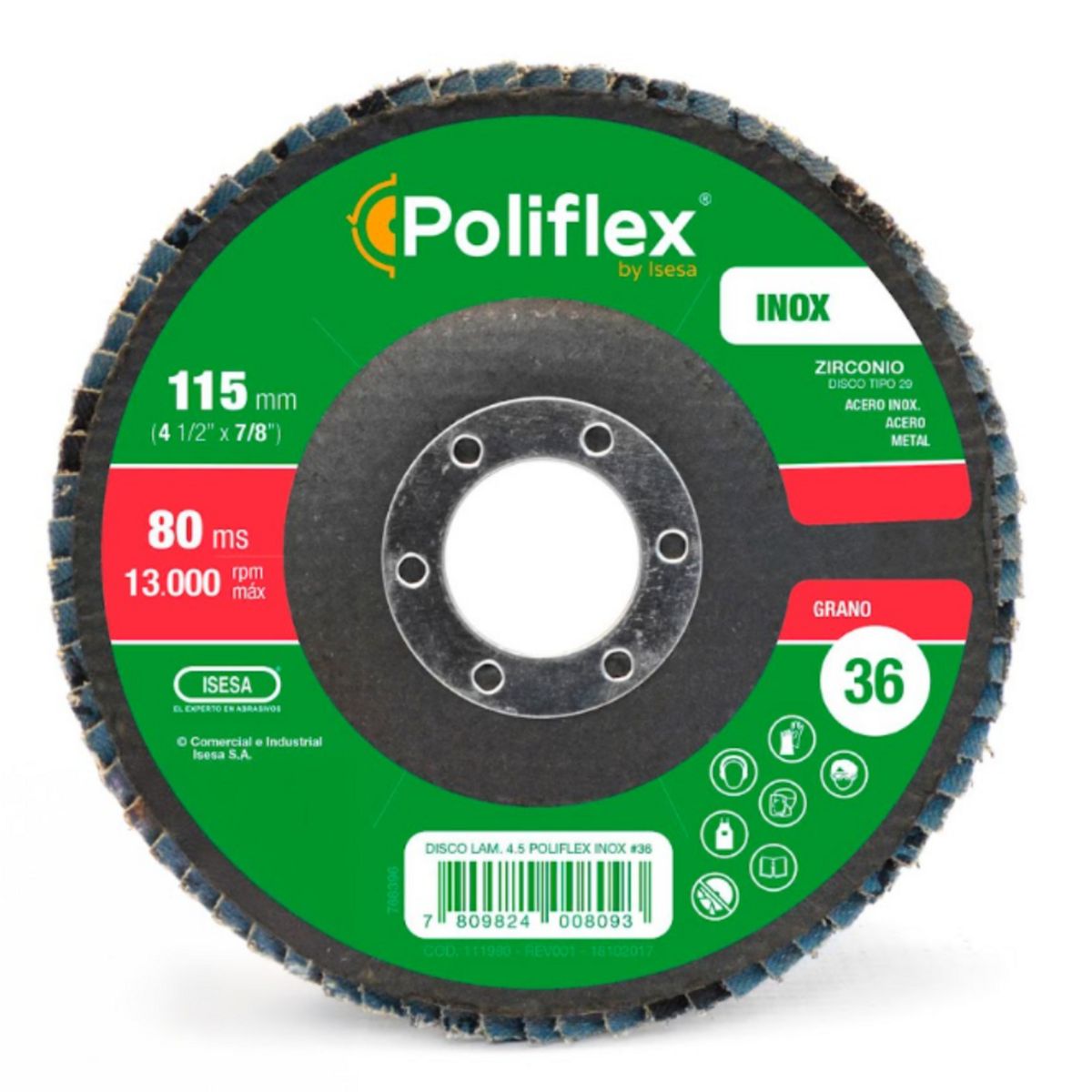 POLIFLEX - Disco laminado ZR-60 4 1/2" F29 inoxidable