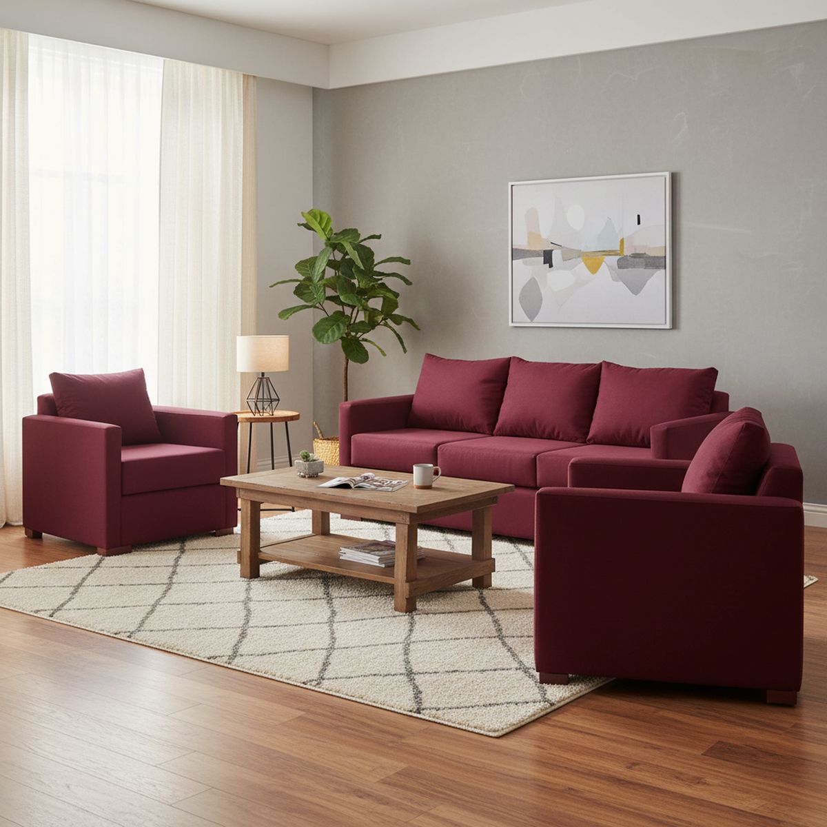 DKORA - Juego de Living 5 cuerpos Jade 167x68x77 cm Gris