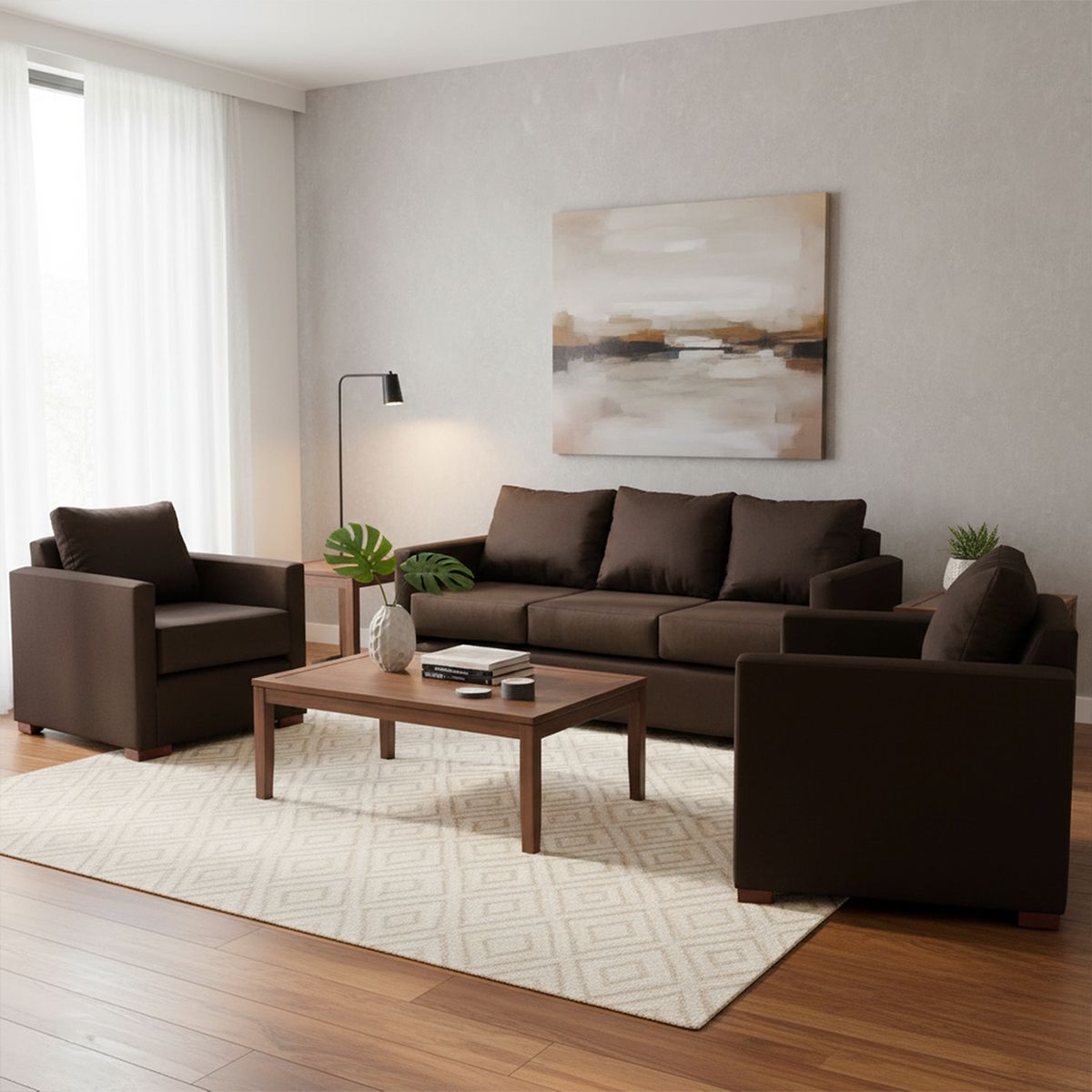 DKORA - Juego de Living 5 cuerpos Jade 167x68x77 cm Gris