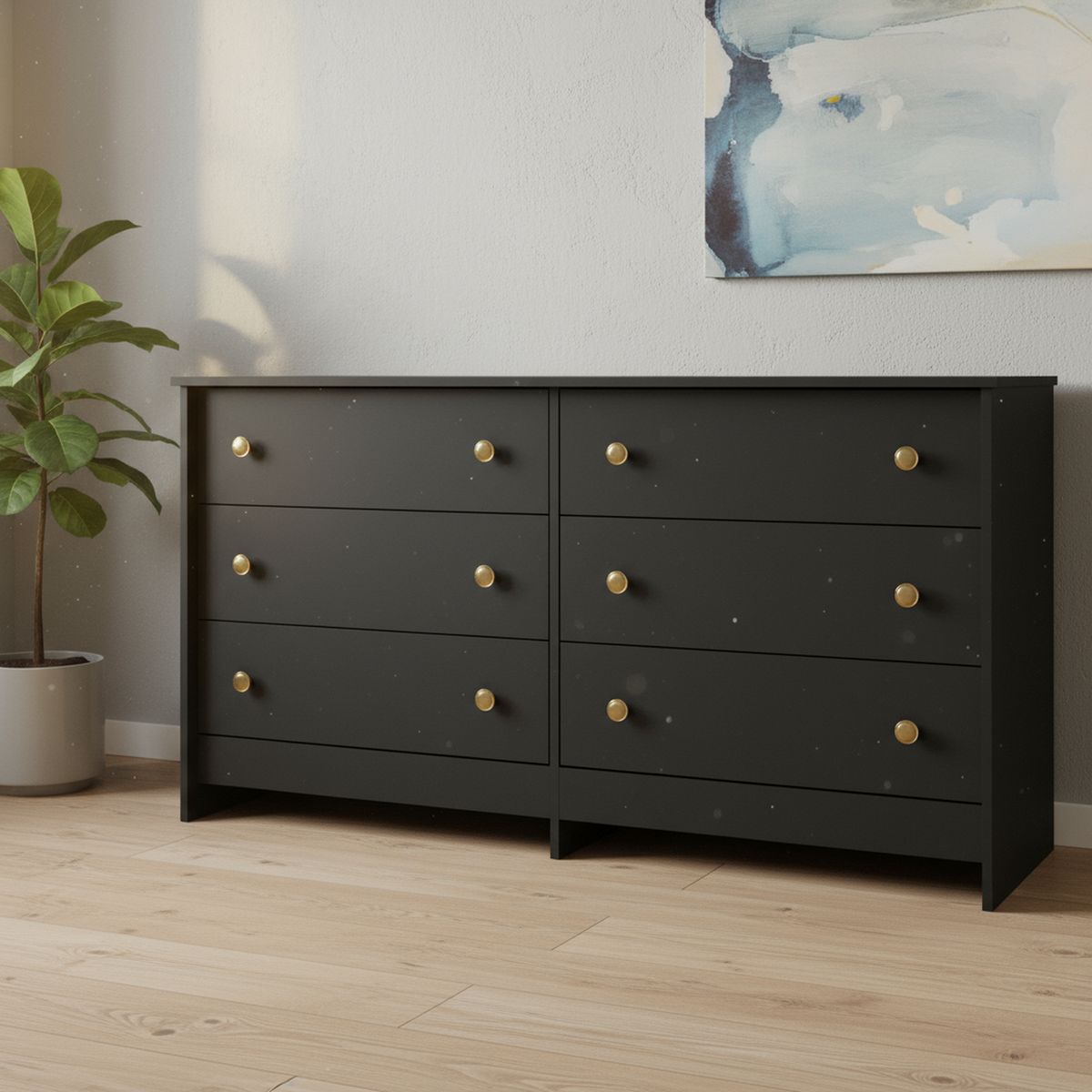 BE DESIGN - Cómoda 6 Cajón(es) Dúplex 136x72x40 cm Negro