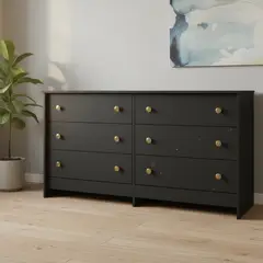 BE DESIGN - Cómoda 6 Cajón(es) Dúplex 136x72x40 cm Negro