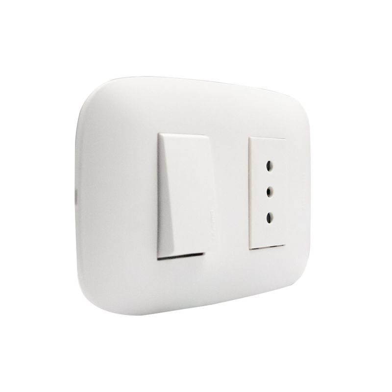 BTICINO - Interruptor simple (9/12) + tomacorriente 10A blanco Domino Sencia