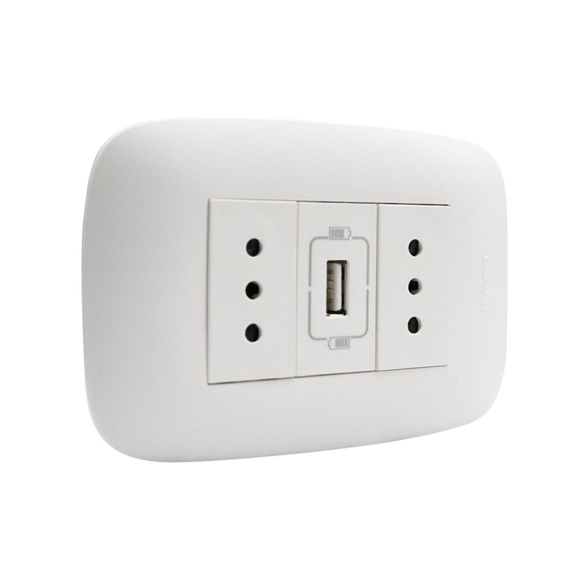 BTICINO - Tomacorriente Doble 10A + Usb Tipo A Blanco Domino Sencia