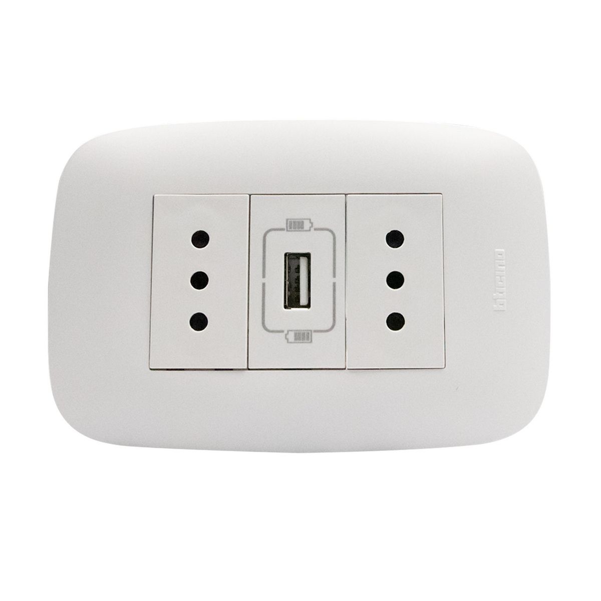 BTICINO - Tomacorriente Doble 10A + Usb Tipo A Blanco Domino Sencia