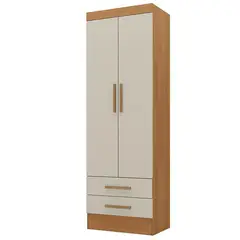 MOBILFRANK - Closet 2 Puerta(s) 2 Cajón(es) 3 Repisa(s) 54.8x194.5x40 cm Canela y Blanco Off White