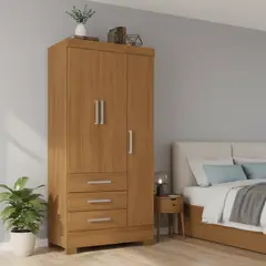 MOBILFRANK - Closet 3 Puerta(s) 3 Cajón(es) 3 Repisa(s) 81.7x180x40 cm Canela