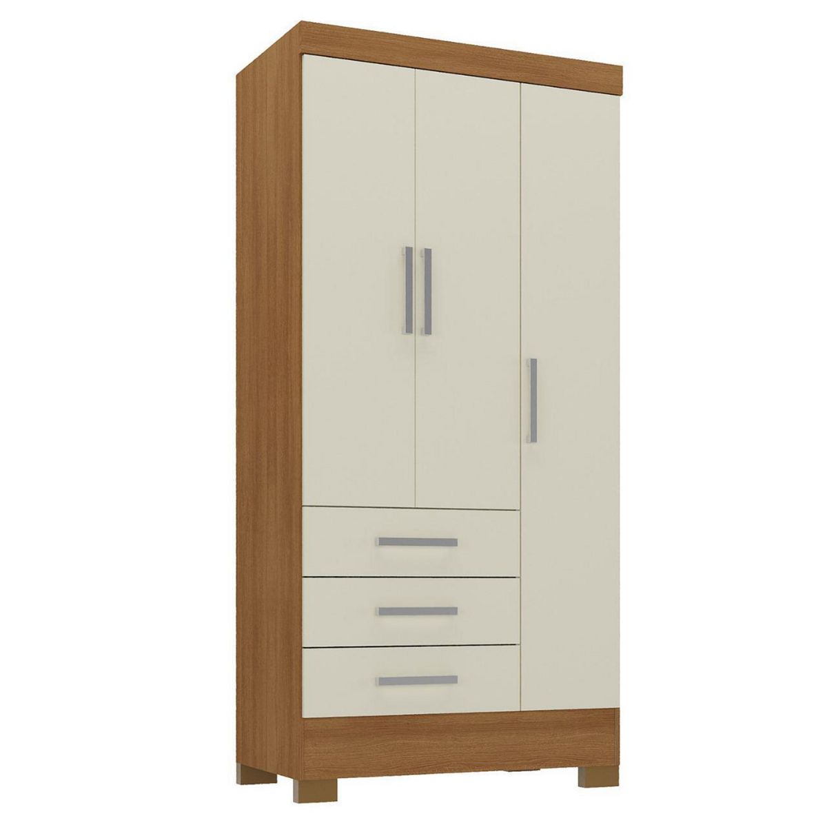 MOBILFRANK - Closet 3 Puerta(s) 3 Cajón(es) 3 Repisa(s) 81.7x180x40 cm Canela y Blanco Off White