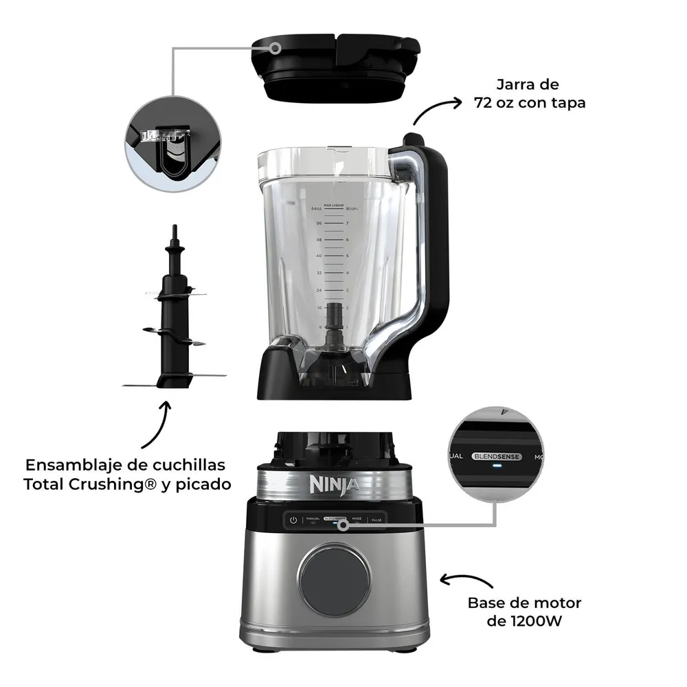 Ninja Detect Power Pro BlendSense TB201 Acero Inoxidable/Negro, foto 7