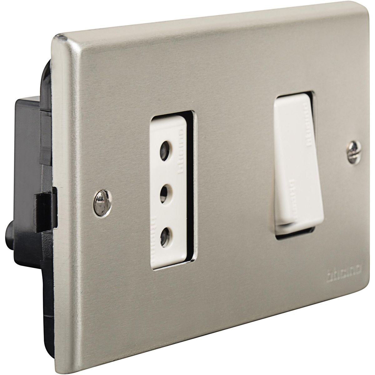 BTICINO - Interruptor 9/12 y Tomacorriente 10A Aluminio Oxidal