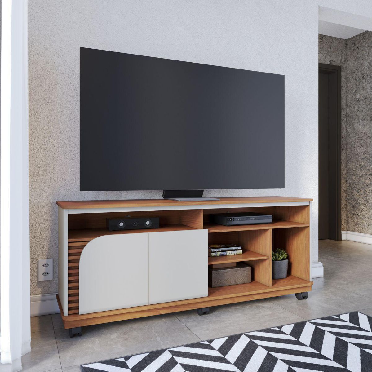 ONESSTA - Rack TV 65 " Jurere 1.5 Freijo/off white 150x63.3x39.3 cm