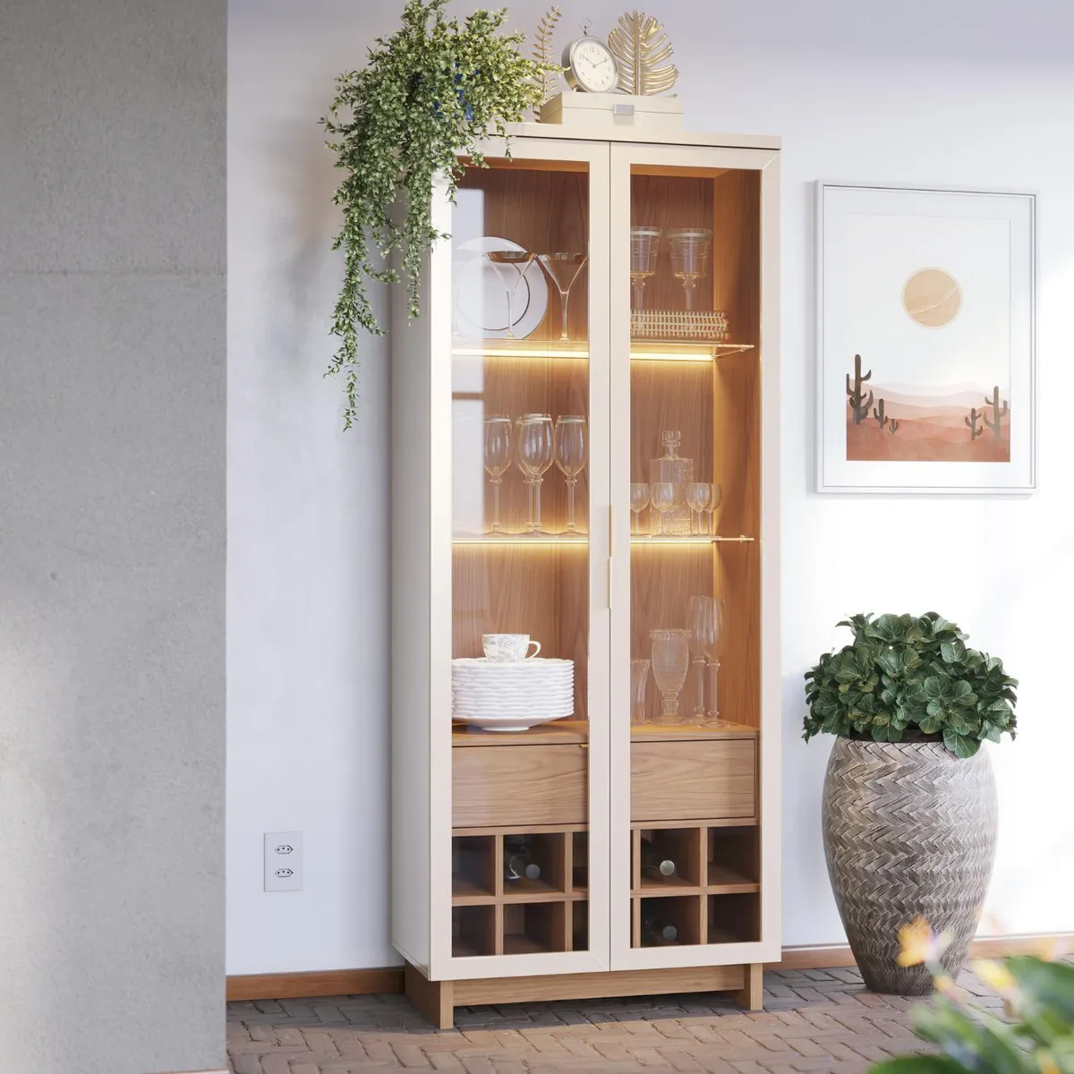 ONESSTA - Cristalera con 2 puertas de vidrio