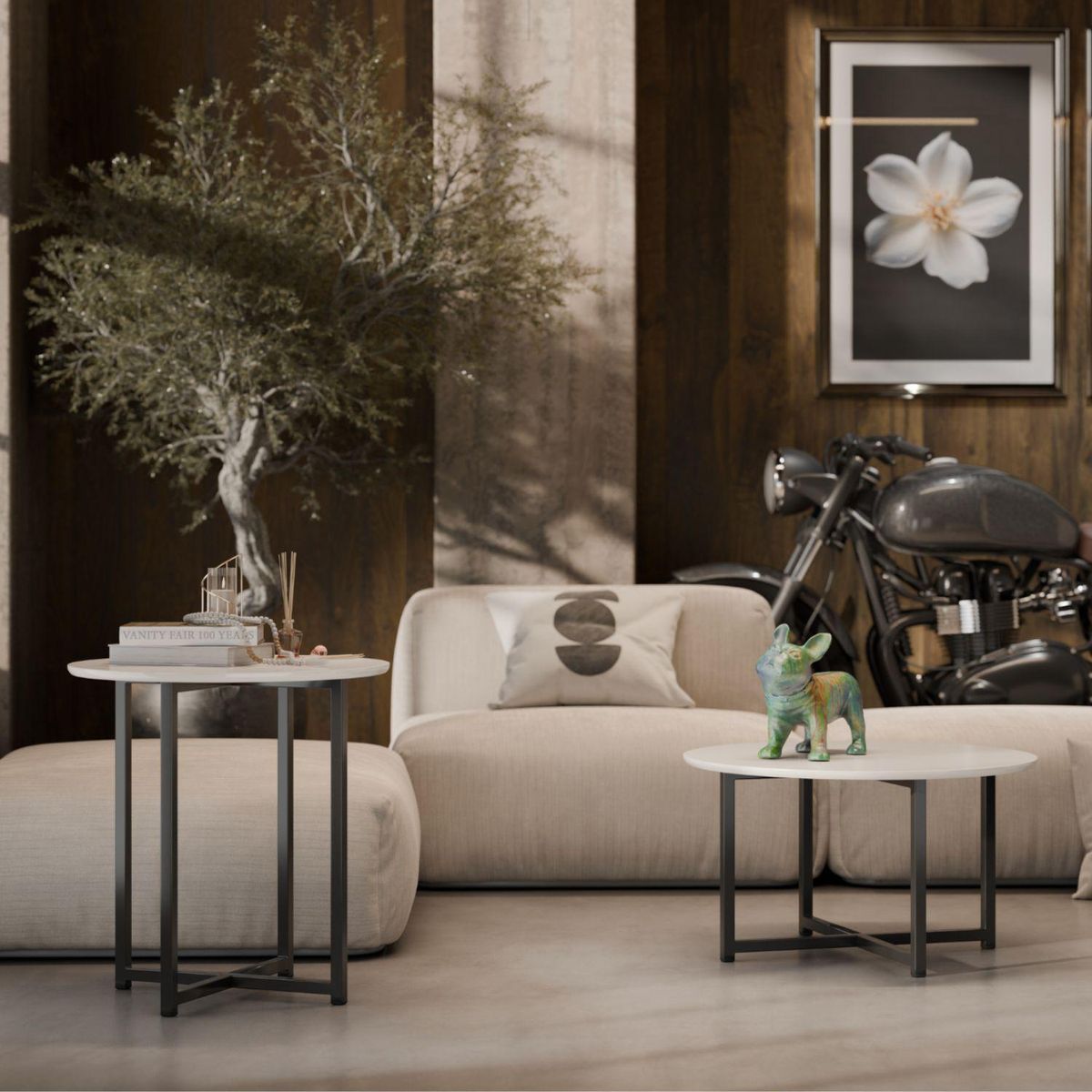 ONESSTA - Juego de mesas Flow Pack Blanco 60x110x51.5 cm