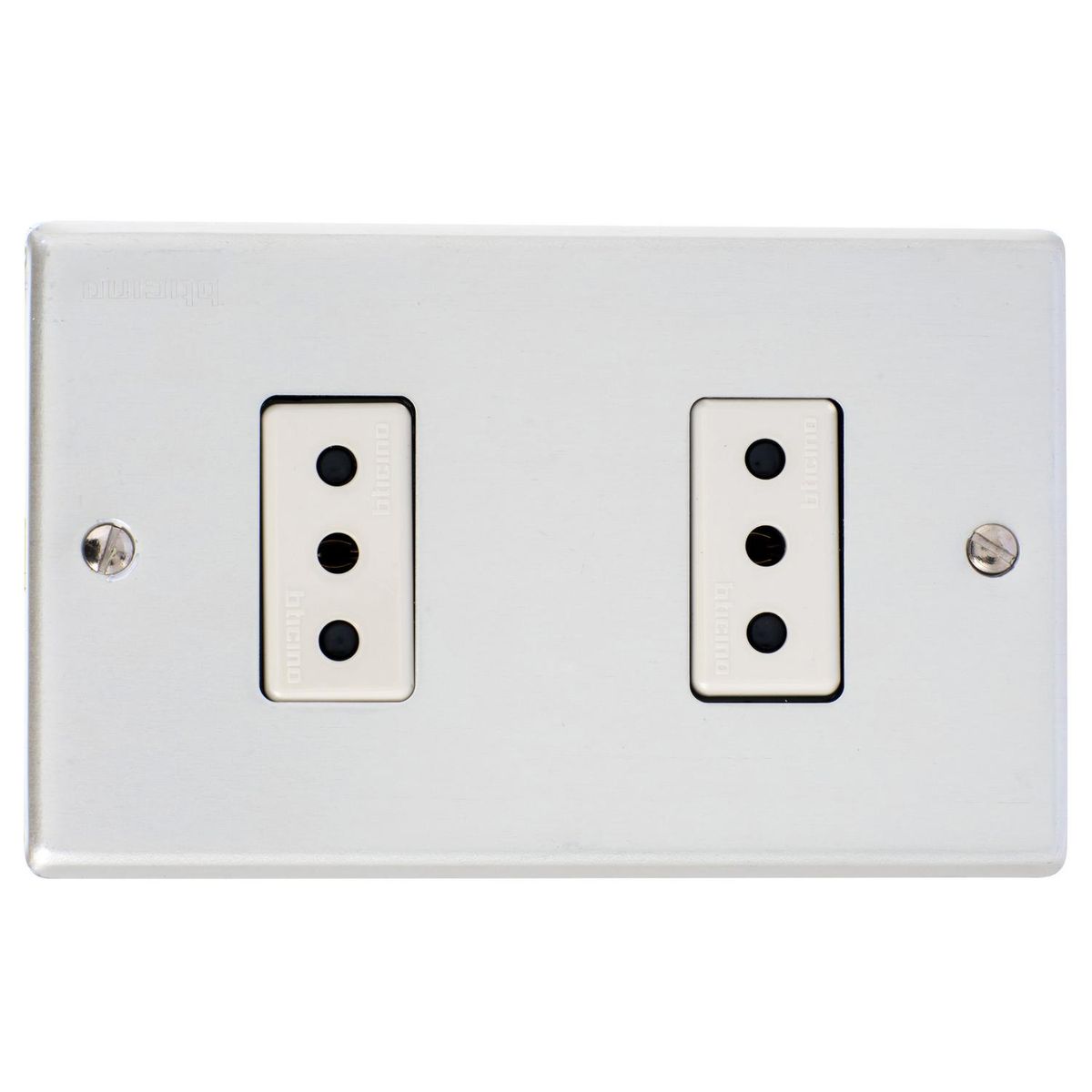 BTICINO - Tomacorriente Doble Armado 10A Aluminio Oxidal