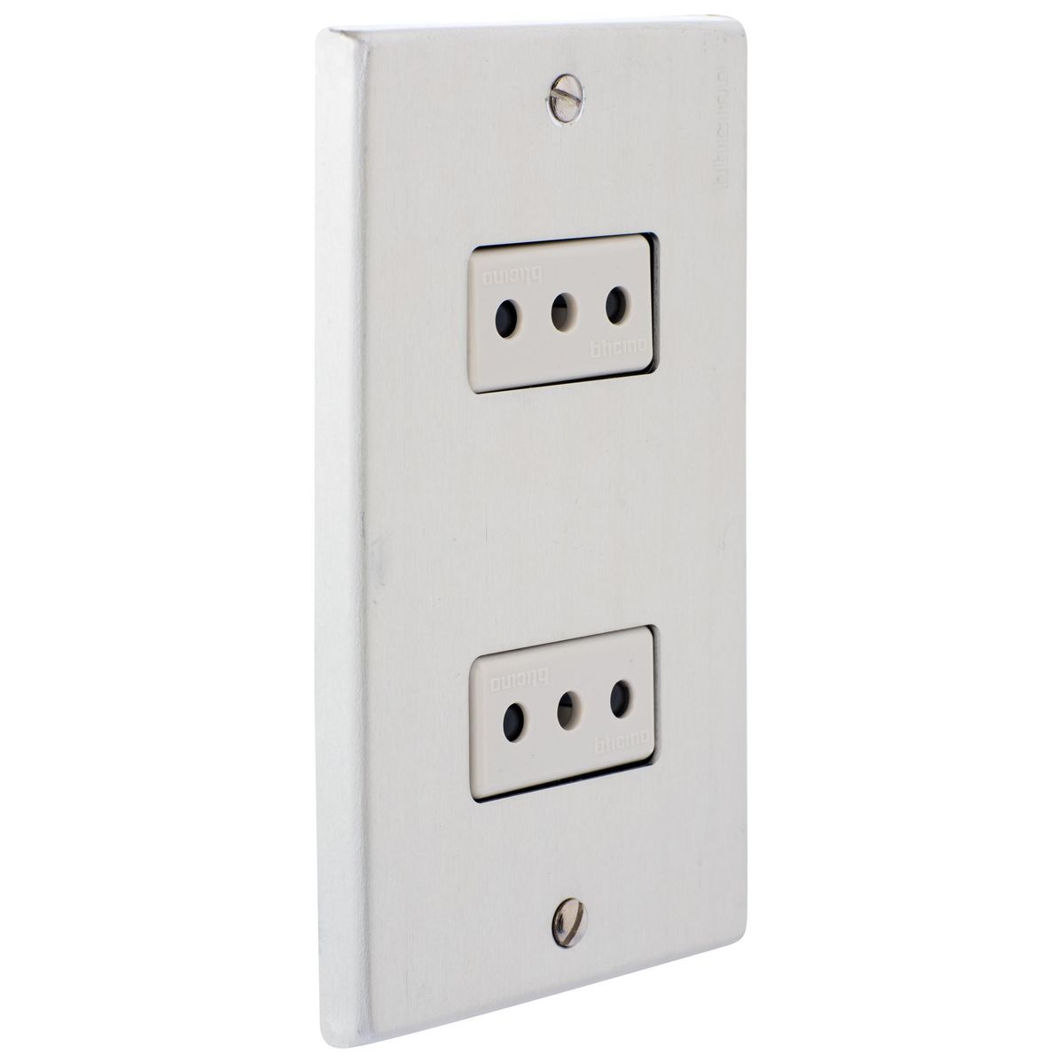 BTICINO - Tomacorriente Doble Armado 10A Aluminio Oxidal