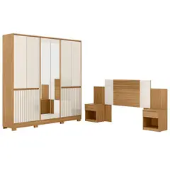 DI PORETTI - Combo closet 10 Puerta(s) 4 Cajón(es) 8 Repisa(s) 216x222x48 cm Café