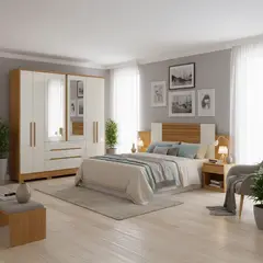 DI PORETTI - Combo closet 3 Puerta(s) 2 Cajón(es) 8 Repisa(s) 216x222x48 cm Café