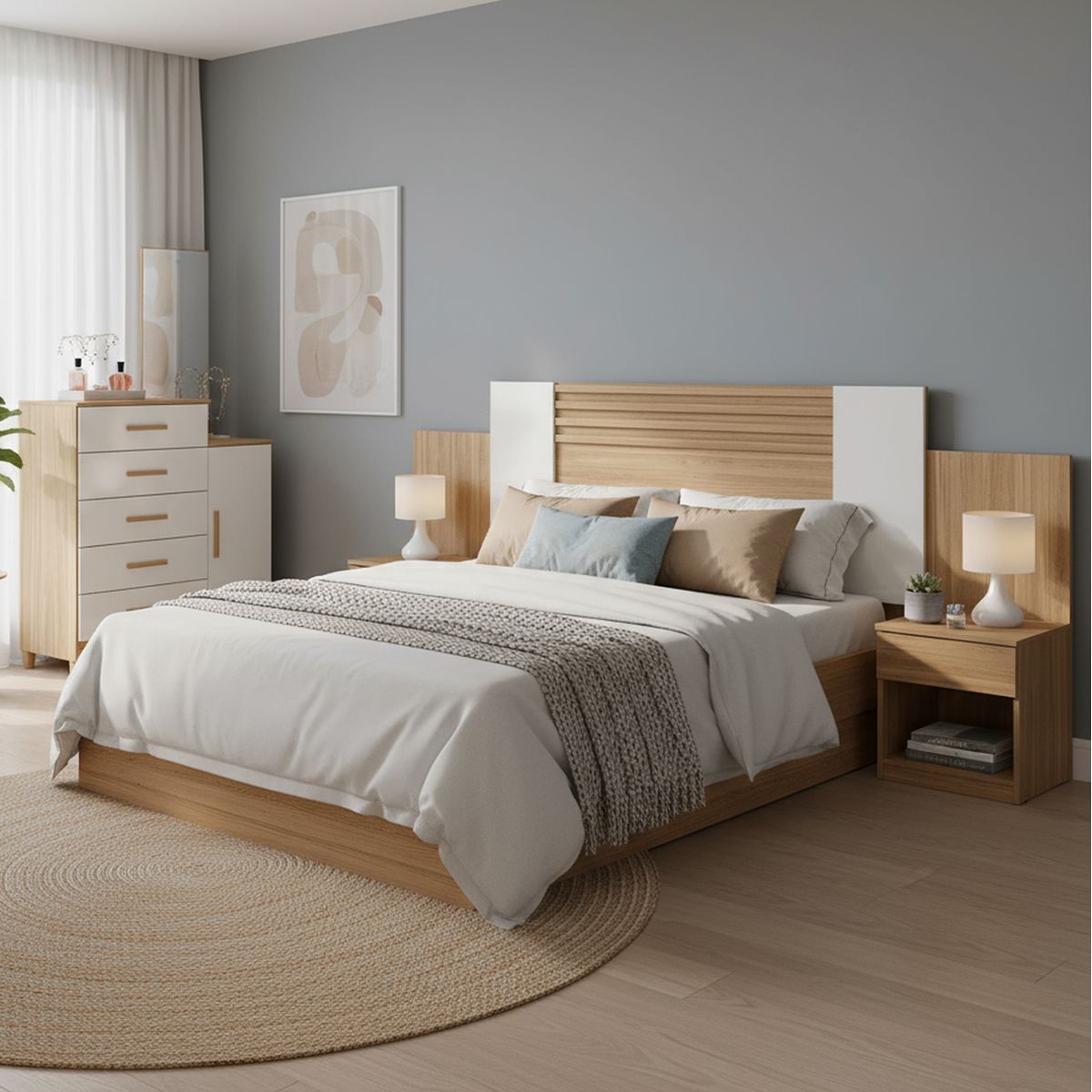 DI PORETTI - Combo Cómoda Lisboa 5 Cajón(es) + Respaldo