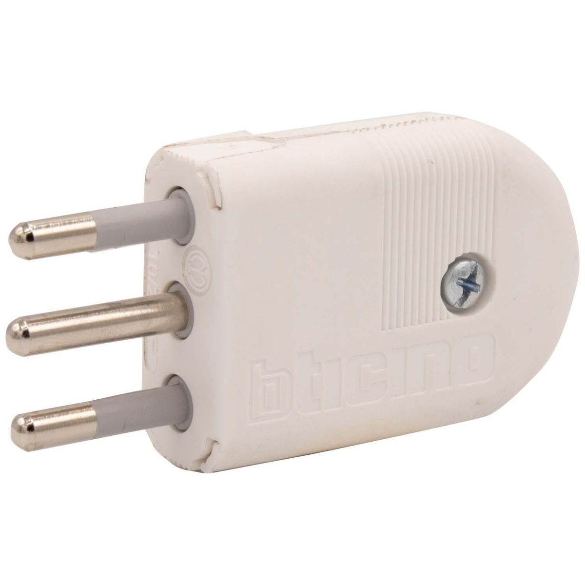 BTICINO - Enchufe macho volante articulado 2p+t 10 A Blanco